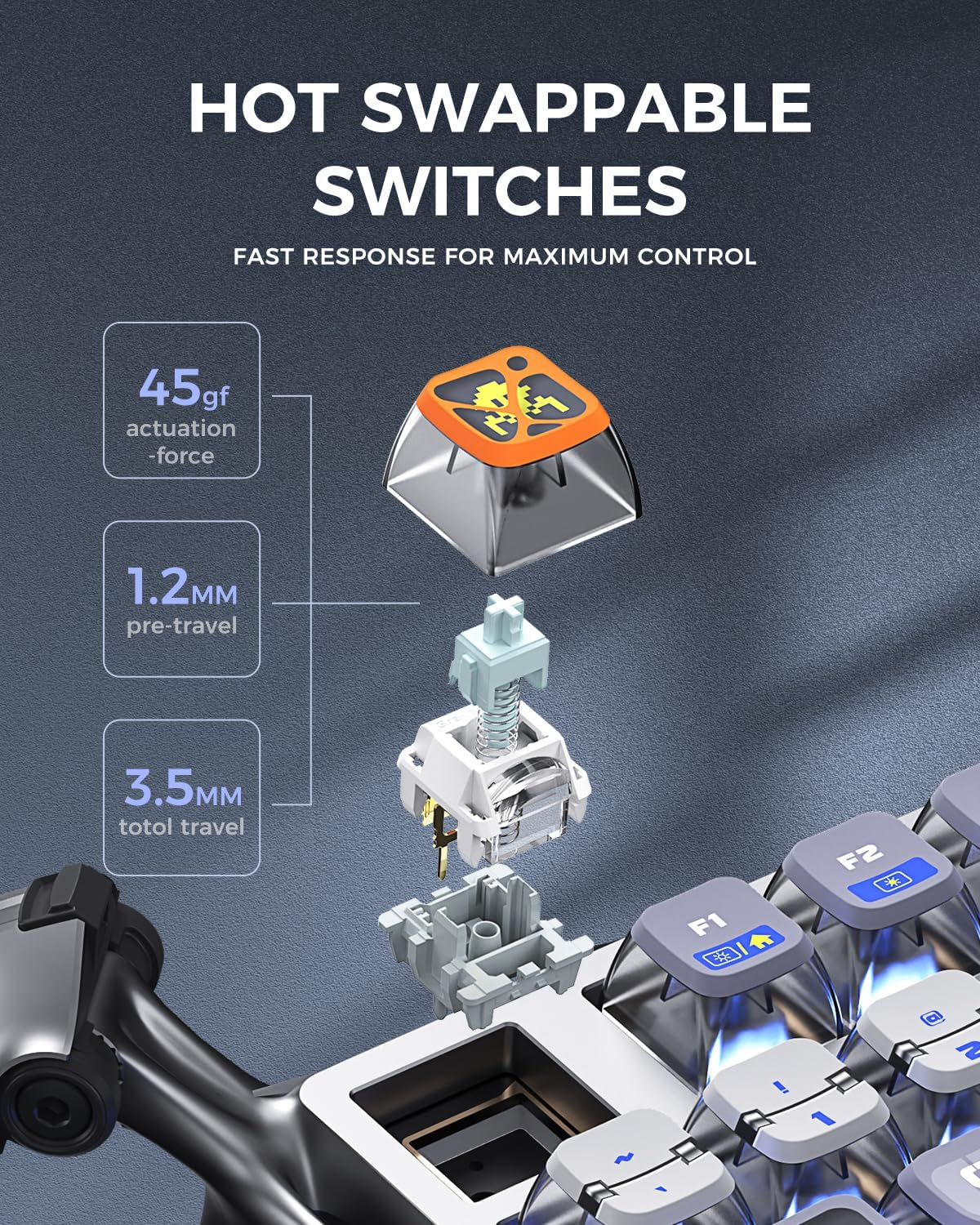 GravaStar Mercury K1 Pro 75% Wireless Mechanical Gaming Keyboard Interstellar Silver GravaStar Mercury K1 Pro 75% Wireless Mechanical Gaming Keyboard Interstellar Silver